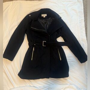 MICHAEL Michael Kors Black Belted Trench Coat